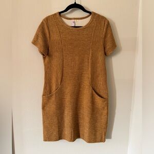 Alya Brown Sheath Mini Dress Short Sleeve Crew Neck